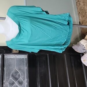 G by Giuliana Green Off Shoulder Blouse Flutter Sleeve WomanSize 2X